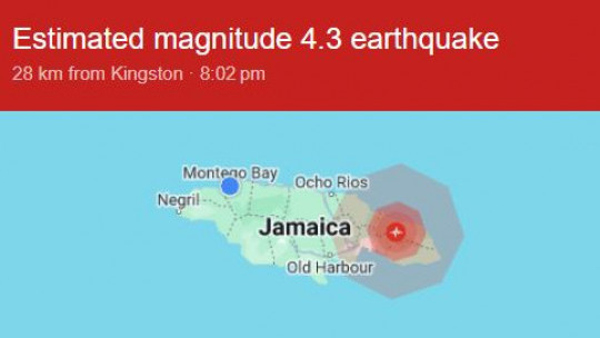 Earthquake felt in parts of Jamaica